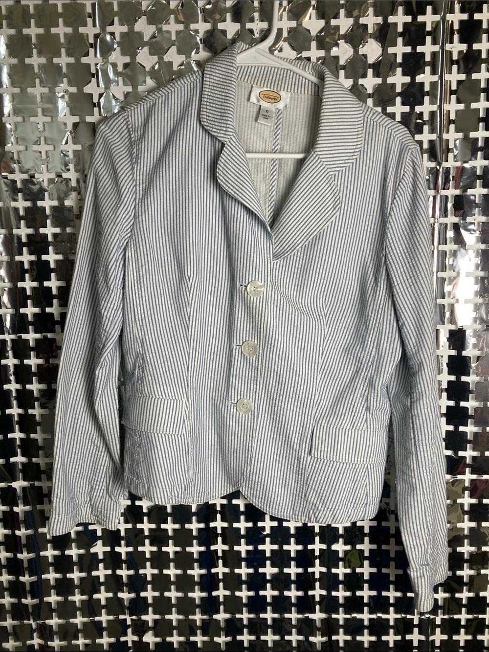Talbots Blue and White Striped Women's Blazer